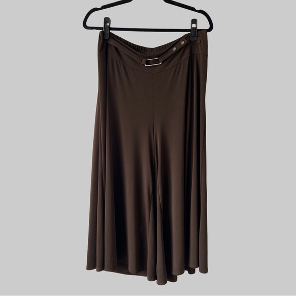 Lane Bryant Brown Lagenlook  Wide Leg Draped Jersey Capri Pants - Picture 1 of 13